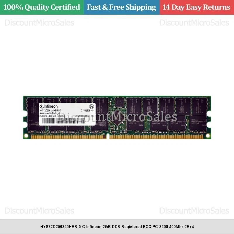HYS72D256320HBR-5-C Infineon 2GB DDR Registered ECC PC-3200 400Mhz 2Rx4 - Image 1 of 1