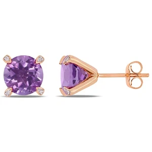 AMOUR 3 CT TGW Amethyst und 1/10 ct TW Diamant Martini Ohrstecker in 10 K Rose - Bild 1 von 3