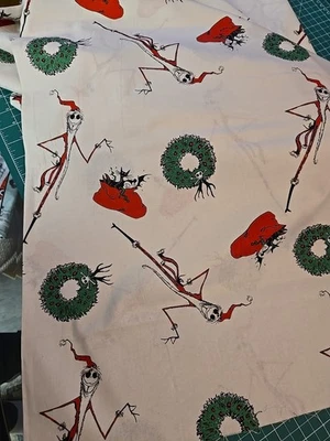 DISNEY NIGHTMARE BEFORE CHRISTMAS JACK SALLY FABRIC Cotton 2+ Yards X 44" Skull - Image 1 of 4