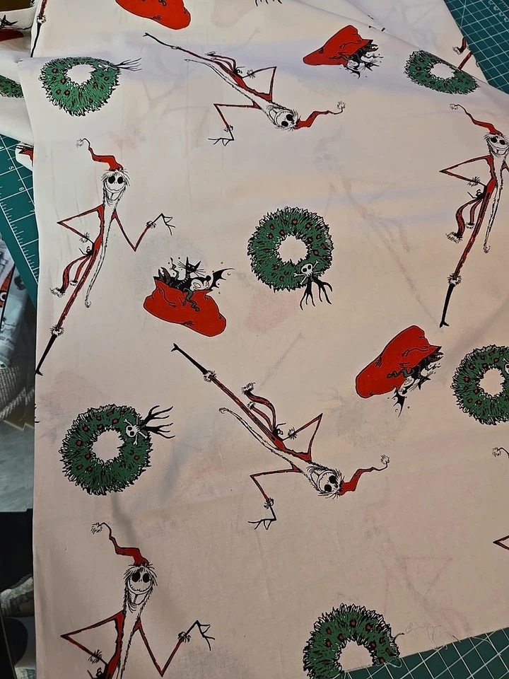 DISNEY NIGHTMARE BEFORE CHRISTMAS JACK SALLY FABRIC Cotton 2+ Yards X 44" Skull - Image 1 of 4