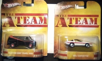Hot Wheels Retro Ent. Комплект из 2 A Team '80s Corvette и заказного панельного фургона GMC - Изображение 1 из 4
