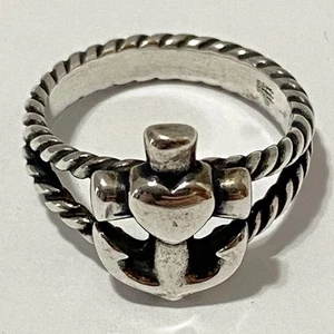 James Avery nicht mehr produziert 925 Sterling Glaube Hoffnung und Liebe Herz Anker Seil Bandring - Bild 1 von 5