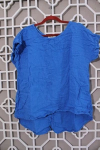Blusa informal Lagenlook Terzo Millennio Top Mujer L 100% LINO Azul Botones - Imagen 1 de 14