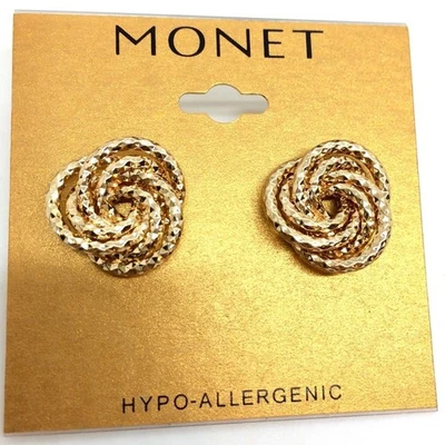 NUEVO CON ETIQUETAS PENDIENTES REMOLINO NUDO TWIST TONO DORADO MONET PERFORADOS NUEVOS CON ETIQUETAS Foto 1 de 4