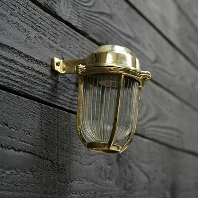 Nautical Marine Wall Mount Bulkhead Sconce Light Fixture Style Brass 1 Piece - Image 1 of 4