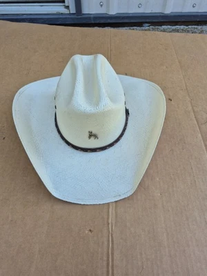 Justin 10X Sombrero de Vaquero Blanco Natural Milano de Paja Recubierto Duro Para Hombre Talla 7 Foto 1 de 4