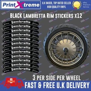 LAMBRETTA Rim tape Wheel stickers V50 V125 V200 GP G350 X125 X200 SPECIAL BLACK - Picture 1 of 7