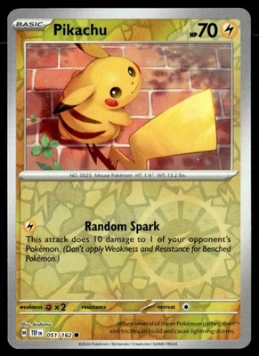 Pikachu Reverse Holo SV05: Temporal Forces 051/162 NM Pokémon TCG - Image 1 of 2