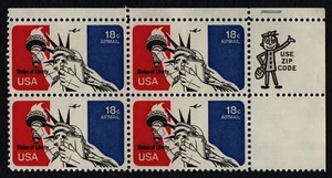 #C87 18c Statue of Liberty, Zip Block [UR] **ANY 5=FREE SHIPPING** - Picture 1 of 1