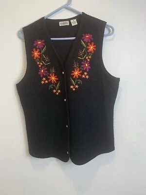 Chaleco Elements Clásico Talla M 100% Lana Bordado Botón Frontal Foto 1 de 4