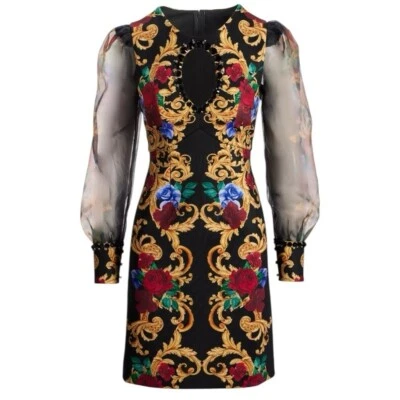 Vestido de buceo Boston Proper Holiday Status estampado adornado cerradura línea A 14 nuevo con etiquetas Foto 1 de 4