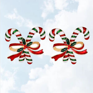  2 Pcs Rhinestone Breastpin Christmas Brooch Enamel Candy Clothing