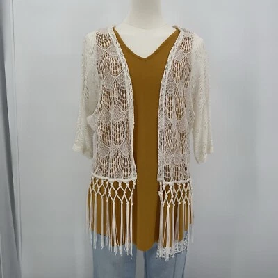 Женская американская тряпка кружева прикрыть кардиган с бахромой, размер маленький средний S/M - Изображение 1 из 4
