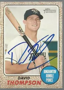 Tarjeta de novato Topps Heritage Minors 2017 firmada por David Thompson de los Mets de Nueva York - Imagen 1 de 1
