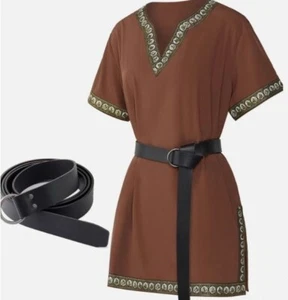 Medieval Knight Tunic Viking Warrior T-Shirt Pirate Costume with Belt XL New - Picture 1 of 4