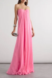 Alexander McQueen Draped Silk Chiffon Gown Size 38 (US 4) New With Tags - Picture 1 of 5