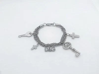 Dolce & Gabbana Bracelet Silver-colored Stainless Steel with Five D&G Pendants - Immagine 1 di 4