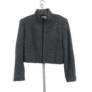 E.K Taylor Silk Blazer Medium Gray Herringbone Twill Women's Blazer Jacket - Picture 1 of 5