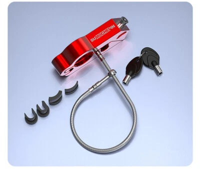 Casco de manillar de aleación de aluminio CNC bloqueo fijo rojo para motocicleta scooter bicicleta Foto 1 de 4