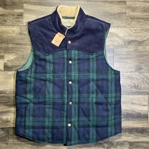 Lucky Brand Outdoor Gear Wool Vest Plaid Corduroy Snap Late 90s/Y2K Men's Large - Picture 1 of 11