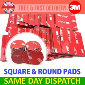 3M DOUBLE SIDED STICKY PADS Strong Heavy VHB Adhesive Mounting Tape Square Round - Picture 1 of 11