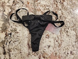NWT VICTORIA'S SECRET S FASHION SHOW 2014 RHINESTONE STRAPPY RARE THONG PANTIES