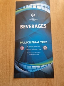 2012 CHELSEA v BAYERN MUNICH CHAMPIONS LEAGUE FINAL LOUNGE DRINK MENU - Picture 1 of 1
