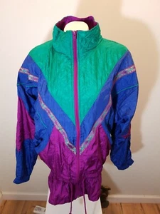 VTG Bocoo 90s Purple Blue Green Windbreaker Jacket Women’s M Vintage Colorblock - Picture 1 of 6