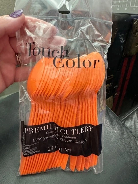 Creative Converting Touch of Color Premium 24 Count Plastic Spoons Sunkissed or