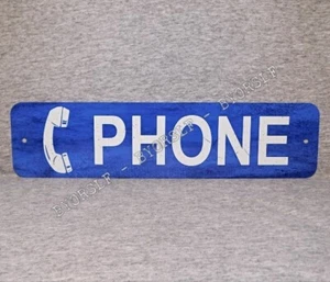 Metal Sign PHONE public pay coin vintage look booth rotary telephone dial - Picture 1 of 2