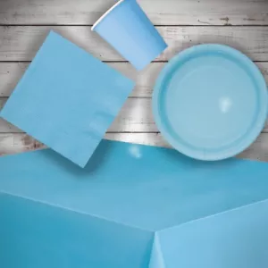 Light Baby Blue Party Decorations Garland Supplies Tableware Plates Cups Napkins - Picture 1 of 52