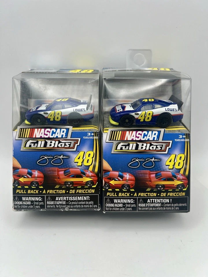 2 Pack NASCAR Full Blast #48 Jimmie Johnson Lowes blue and white car - Image 1 of 4