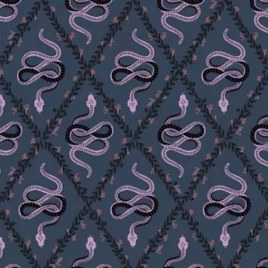 Fat Quarter Dashwood Studios Spellbound Serpent Snake Floral 100% Cotton Fabric - Picture 1 of 3