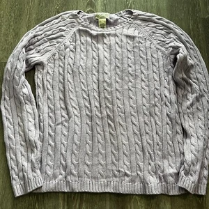 L.L Bean Sweater Womens Size Medium Cable Knit Purple - Picture 1 of 4