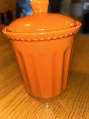 Empty lid trash can shaped Ceramic jar 5" tall - Image 1 of 4