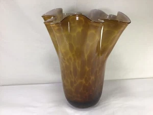 AA60 Antiques Atlas - Large Victorian Amber Glass Vase / Centrepiece Glass Vase - Picture 1 of 4
