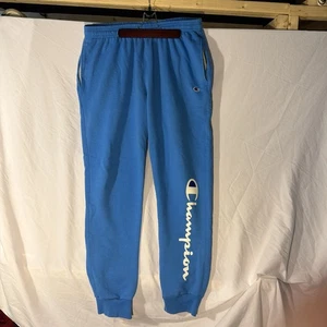 Champion Men's Sweat Pants Light Blue XL Large Spellout On Leg - Picture 1 of 5