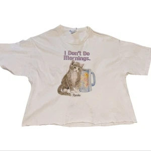 Vintage I Don't Do Mornings T-shirt Cat Florida 90s - Picture 1 of 5