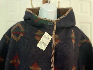 NWT Woolrich- Womens XL- Reversible Wool Blanket Duster Coat- Southwestern Aztec - Picture 1 of 17