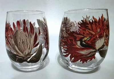 (255) New W/o Tags Fall Chrysanthemum Stemless Wine Glasses Set Of 2 By TAG - Изображение 1 из 4