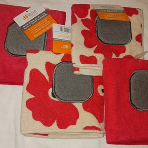 MU Kitchen Scrubsy Reusable Dish Cloth w Built In Scrubbers. Set Of 4. New - Picture 1 of 6