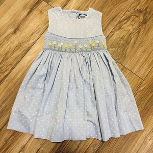 Carriage Boutiques Baby Girl Dress 12M Blue Polka Dot Floral Sleeveless VTG - Picture 1 of 16