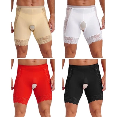 Men Briefs Lace Underwear Shorts Knickers Sissy Crotchless Crossdresser Panties - Image 1 of 4