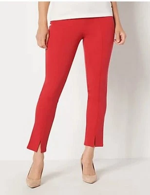 Isaac Mizrahi Red Tall 24/7 Stretch Ankle Pants Front Flat Seam New - Image 1 of 4