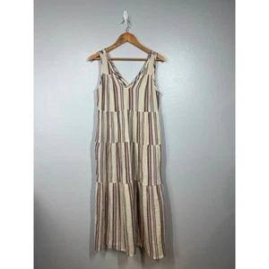 MARINE LAGENLOOK gestreiftes Stufen Corinne V-Ausschnitt Midi Maxikleid Damen Größe S - Bild 1 von 9