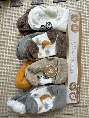 Mini Calcetines Orgánicos 0-12 Meses Oeko Tex Paquete De 8 Turn Cuff Algodón Orgánico Marrón Foto 1 de 4