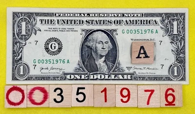1976 Year Bicentennial￼ ￼Note Lucky 7s Fancy Serial Number $1 Dollar Bill DC FRN - Image 1 of 4