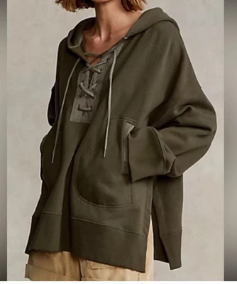 Новый с Ярлыками Polo Ralph Lauren на шнуровке флис толстовка с капюшоном оливковый $248 XS/S - Изображение 1 из 4