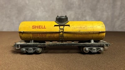 SHELL Marx Train Car 6:52 Scale Vintage Toy • Tank Car ~Tin/Metal~ Fork Couplers - Image 1 of 4