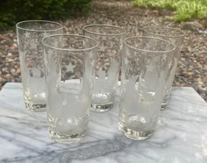 Vintage Patriotic Eagle and Star Etched Glassware Tumbler set of 5 - Picture 1 of 2